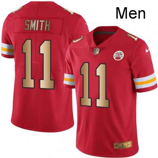 Men Nike Kansas City Chiefs 11 Alex Smith Limited RedGold Rush NFL Jersey